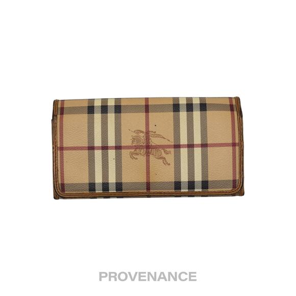 🔴 Burberry Long Snap Wallet - Haymarket Check Brown